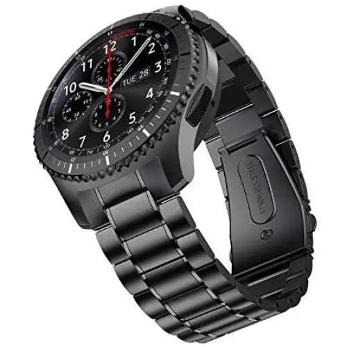 BaiHui Compatible with Galaxy Watch 46mm/Gear S3 Classic/Frontier Bands, Solid Stainless Steel Metal Replacement Strap for Galaxy Watch 46mm SM-R800 Smart Watch - Black BaiHui Compatible with Galaxy Watch 46mm/Gear S3 Classic/Frontier Bands, Solid Stainless Steel Metal Replacement Strap for Galaxy Watch 46mm SM-R800 Smart Watch - Black