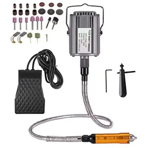 VOTOER 1/4HP Rotary Tool Flex Shaft Hanging Grinder Carver Electric Multi-function Metalworking Tools Repair Kit, Foot Pedal Control, 780W Strong Power, Metal Flexible Shaft, 23000 RPM VOTOER 1/4HP Rotary Tool Flex Shaft Hanging Grinder Carver Electric Multi-function Metalworking Tools Repair Kit, Foot Pedal Control, 780W Strong Power, Metal Flexible Shaft, 23000 RPM