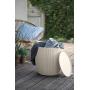 Keter Urban Knit Pouf Ottoman Set of 2 with Storage Table for Patio and Room Décor-Perfect for Balcony, Deck, and Outdoor Seating, Cream & Taupe