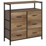 HOMECHO Fabric Dresser Chest with 6 Drawers, Wide Chest of Drawers with 2 Tier Wood Shelves, Sturdy Metal Frame, Tall Nightstand Functional Organizer Unit for Closets, Bedroom, Hallway, Rustic Brown HOMECHO Fabric Dresser Chest with 6 Drawers, Wide Chest of Drawers with 2 Tier Wood Shelves, Sturdy Metal Frame, Tall Nightstand Functional Organizer Unit for Closets, Bedroom, Hallway, Rustic Brown