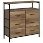 HOMECHO Fabric Dresser Chest with 6 Drawers, Wide Chest of Drawers with 2 Tier Wood Shelves, Sturdy Metal Frame, Tall Nightstand Functional Organizer Unit for Closets, Bedroom, Hallway, Rustic Brown HOMECHO Fabric Dresser Chest with 6 Drawers, Wide Chest of Drawers with 2 Tier Wood Shelves, Sturdy Metal Frame, Tall Nightstand Functional Organizer Unit for Closets, Bedroom, Hallway, Rustic Brown