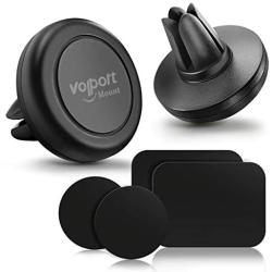 Magnetic Phone Car Mount Vent Strong 2 Pack, VOLPORT Universal Air Vent Magnetic Car Mount Airvent Clip Magnet Cell Phone Holder for Car with Mount Metal Plates Compatible for iPhone 12 11, Galaxy S10