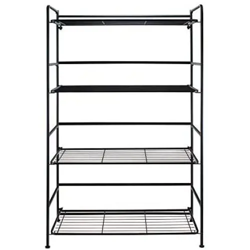Flipshelf Folding Metal Bookcase-Small Space Solution-No Assembly-Home, Kitchen, Bathroom and Office Black, 4 Shelves, Wide Flipshelf Folding Metal Bookcase-Small Space Solution-No Assembly-Home, Kitchen, Bathroom and Office Black, 4 Shelves, Wide