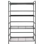 Flipshelf Folding Metal Bookcase-Small Space Solution-No Assembly-Home, Kitchen, Bathroom and Office Black, 4 Shelves, Wide
