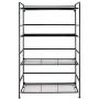 Flipshelf Folding Metal Bookcase-Small Space Solution-No Assembly-Home, Kitchen, Bathroom and Office Black, 4 Shelves, Wide