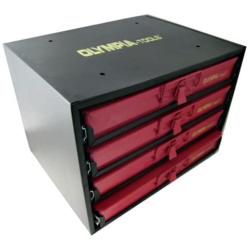 Olympia Tools 90-800 4-Drawer Hardware Organizer includes 2000-pieces Small Hardware, black/red