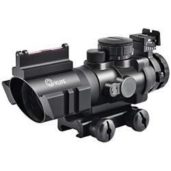 CVLIFE 4x32 Tactical Rifle Scope Red & Green &Blue Illuminated Reticle Scope with Fiber Optic Sight