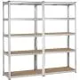 Topeakmart 5 Tier Storage Rack Heavy Duty Adjustable Garage Shelf Steel Shelving Unit,71in Height, 2 Bay Garage Shelf