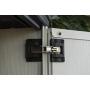 Keter Premier Tall Resin Outdoor Storage Shed with Shelving Brackets for Patio Furniture, Pool Accessories, and Bikes, Grey & Black
