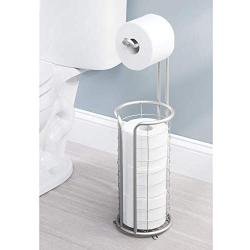 mDesign Modern Metal Freestanding Toilet Paper Roll Holder Stand and Dispenser with Storage for 3 Rolls of Reserve Toilet Tissue - for Bathroom Storage Organizing - Holds Mega Rolls - Chrome