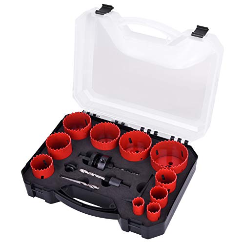 Bi-Metal Hole Saw Kit, SUNGATOR 18-Piece General Purpose 3/4& to 2-1/2& Set with Case. Durable High Speed Steel (HSS). Fast Cut Clean, Smooth and Precise Holes Through Metal, Wood, Plastic, Drywall.