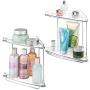 mDesign Metal 2-Tier Corner Storage Organizing Caddy Stand for Bathroom Vanity Countertops, Shelving or Under Sink - Free Standing, 2 Shelves, 2 Pack - Clear/Chrome