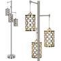 72 Inch Modern Tree Floor Lamp with 3 Head, Metal Outer Shade Frame with Oatmeal Inner Fabric Shade Liner, Sturdy Base Tall Fashion Pole Light Great for Living Room, Bedroom, Family Room, Office