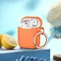 AirPods Case Cover Keychain, Full Protective Silicone AirPods Accessories Skin Cover for Women Girl with Apple AirPods Wireless Charging Case,Front LED Visible-Orange