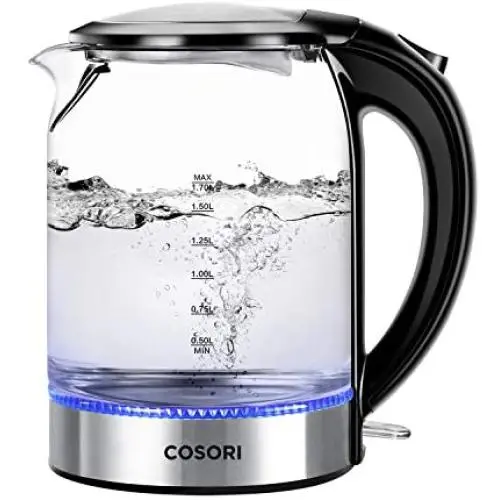 COSORI Electric Kettle Glass Hot Water Boiler & Tea Heater with LED Indicator Inner Lid & Bottom, Auto Shut-Off&Boil-Dry Protection, BPA Free,1.7L, Black COSORI Electric Kettle Glass Hot Water Boiler & Tea Heater with LED Indicator Inner Lid & Bottom, Auto Shut-Off&Boil-Dry Protection, BPA Free,1.7L, Black