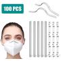 Nose Bridge Strips for mask, 100 PCS Aluminum Metal Nose Strips Straps Adjustable Nose Clips Wire Adhesive Nose Bridge Bracket for DIY Face mask Making Accessories for Sewing Crafts