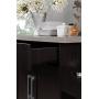Hodedah Kitchen Island with Spice Rack, Towel Rack & Drawer, Chocolate with Grey Top