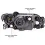 HEADLIGHTSDEPOT Halogen Headlight Compatible With Mazda Protege 2001-2003 4-Door Sedan Metal Bezel Includes Right Passenger Side Headlamp