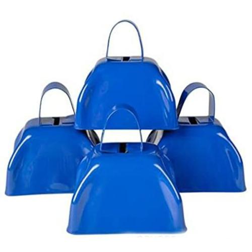 Metal Cowbell Noisemakers - School Cowbells Set 12 Pack - Play Kreative (Blue)