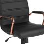 Flash Furniture Mid-Back Black LeatherSoft Executive Swivel Office Chair with Rose Gold Frame and Arms
