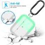 Compatible with AirPods Pro Case Cover Silicone Protective Case Skin for Airpods Pro 2019 (Front LED Visible) Clear Nightglow Green