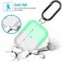 Compatible with AirPods Pro Case Cover Silicone Protective Case Skin for Airpods Pro 2019 (Front LED Visible) Clear Nightglow Green