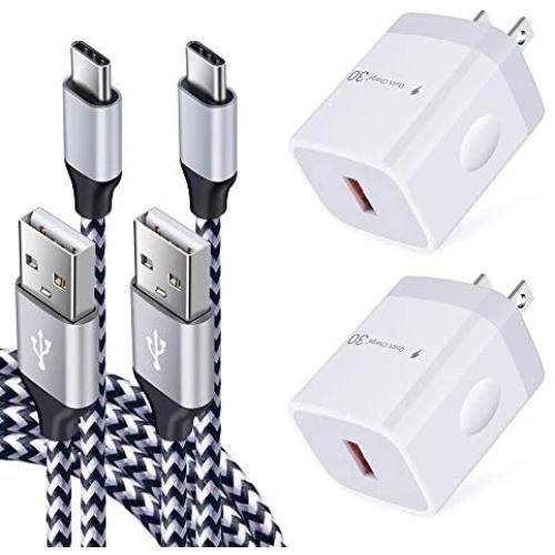 Quick Charger 3.0,USB C Type C Charging Cable Cord with Adaptive Fast Wall Charger Compatible Samsung Galaxy S21 Note 20 /S20 FE Ultra 5G S10E S9 S8 Plus,A10e A11 A21 A20 A50 A51 A01 LG K51 Stylo 6