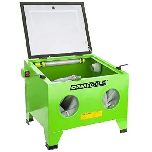 OEMTOOLS 24815 Bench Top Abrasive Blast Cabinet, Removes Rust, Grime, and Paint, Great for Automobile Rebuilders or Anyone Restoring Antique Metal Objects OEMTOOLS 24815 Bench Top Abrasive Blast Cabinet, Removes Rust, Grime, and Paint, Great for Automobile Rebuilders or Anyone Restoring Antique Metal Objects
