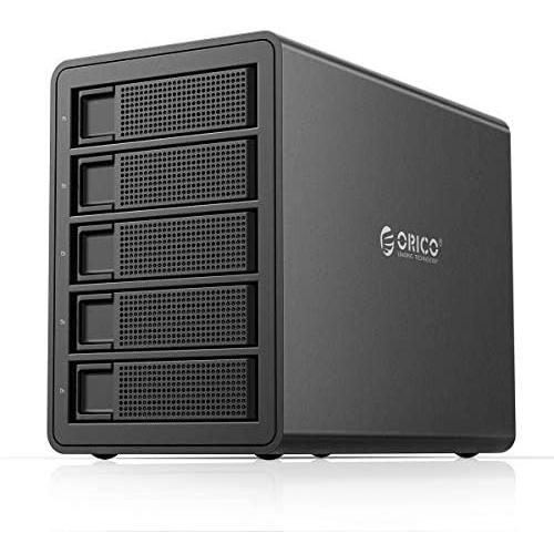 ORICO 5 Bay USB 3.0 to SATA External Hard Drive Enclosure Support 80TB, 2.5/3.5 inch HDD SSD Enclosure Built-in 150W Power/Dual Chip for Enterprise Data Storage Backup, Server Expansion (No RAID)