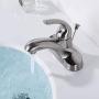 WOWOW Bathroom Faucet 1 Handle Low Arc Single Handle 4 inch Centerset Bathroom Sink Faucet with Pop Up Drain Assembly Basin Mixer Tap Brushed Nickel Vanity Faucets