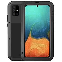 Simicoo Samsung A21 Metal Bumper Military Rugged Case with Screen Protector Silicone Full Body Hybrid Solid Shockproof Heavy Duty Armor Defender Tough Back Cover for Samsung A21 (Black, A21)