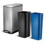 Home Zone Living 13 Gallon Kitchen Trash Can, Dual Compartment Recycle Combo, Slim Stainless Steel, 50 Liter