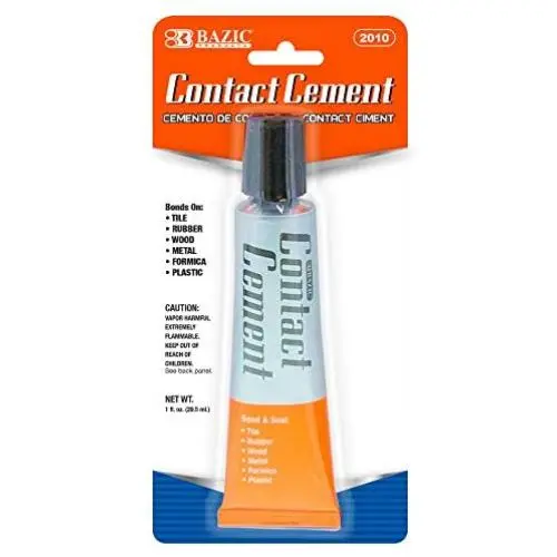 BAZIC 1 Oz. (30mL) Contact Cement Adhesive, Glue Bonds Tile Rubber Wood Metal Formica Plastic, 1-Pack BAZIC 1 Oz. (30mL) Contact Cement Adhesive, Glue Bonds Tile Rubber Wood Metal Formica Plastic, 1-Pack