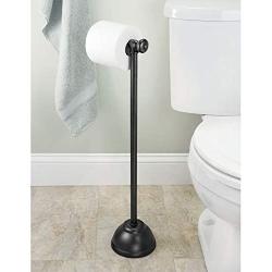 mDesign Decorative Metal Toilet Paper Holder Stand and Dispenser for Bathroom and Powder Room - Holds Mega Rolls - Black