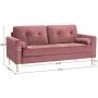 VASAGLE Sofa, Couch for Living Room, Velvet Surface, for Apartment, Small Space, Solid Wood Frame, Metal Legs, Easy Assembly, Mid-Century Modern Design, 71.3 x 32.3 x 33.9 Inches, Pink ULCS002P01
