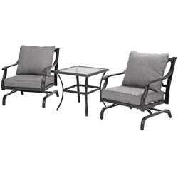 Grand patio 3 Piece Patio Conversation Set, Outdoor Cushion Rocking Chairs with Table (3 PCS)