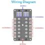 MICTUNING 12 Way Resettable Circuit Breakers Box, 100A Thermal Circuit Breaker Overload Circuit Protector Replace Fuse Box Holder with Waterproof Metal Nut Cover