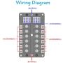 MICTUNING 12 Way Resettable Circuit Breakers Box, 100A Thermal Circuit Breaker Overload Circuit Protector Replace Fuse Box Holder with Waterproof Metal Nut Cover