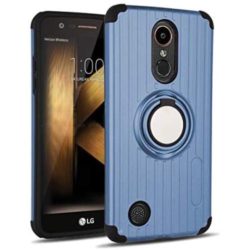 AYMECL Case for LG K20 Plus Case,LG Harmony/K20/K20V/VS501/K10 2017/Grace LTE Case with HD Screen Protector,360 Degree Rotating Ring Holder Travel Case Scratchproof Cover for LG LV5-SH Metal Slate