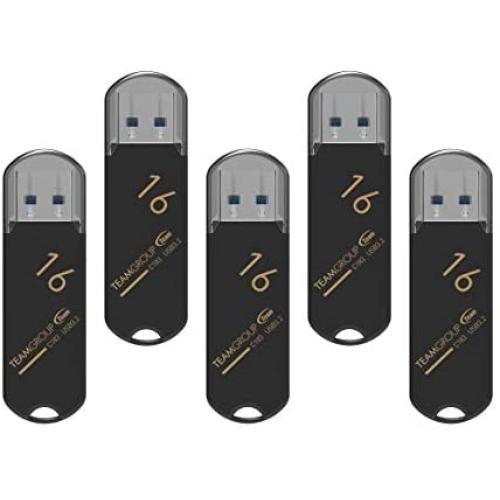 TEAMGROUP C183 16GB 5 Pack USB 3.2 Gen 1 (USB 3.1/3.0) Flash Drive, External Storage Thumb Drive Memory Stick