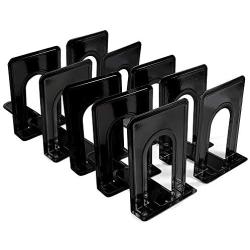 Bookends, Metal Bookends Book Ends for Office Nonskid Heavy Duty Book Ends for Shelves Black 6.69 x 4.9 x 4.3in, 5 Pair/10 Piece