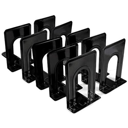Bookends, Metal Bookends Book Ends for Office Nonskid Heavy Duty Book Ends for Shelves Black 6.69 x 4.9 x 4.3in, 5 Pair/10 Piece