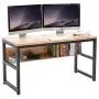 TOPSKY 55'' Computer Desk with Bookshelf/Metal Hole Cable Cover 1.18'' Thick Desk (Natural) TOPSKY 55'' Computer Desk with Bookshelf/Metal Hole Cable Cover 1.18'' Thick Desk (Natural)