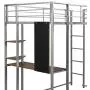 Metal Loft Bed Studio Loft Bunk Bed Over Desk and Bookcase with 2 Ladders,Twin Loft Bed for Dorm, Boys & Girls Teens Kids,Silver Metal Loft Bed Studio Loft Bunk Bed Over Desk and Bookcase with 2 Ladders,Twin Loft Bed for Dorm, Boys & Girls Teens Kids,Silver