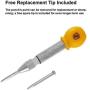 MulWark 5'' Spring-Loaded Automatic Steel Center Hole Punch Marker Scriber For Wood, Metal, Plastic, Car Window Puncher Breaker Tool-With Palm Cushion Cap, Adjustable Impact-A Replacement Tip Included