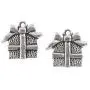 Silver Wrapped Present Metal Charm, Holiday Gift Box with Bow (20 Pieces) Silver Wrapped Present Metal Charm, Holiday Gift Box with Bow (20 Pieces)
