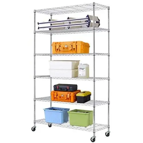 6 Tier Wire Shelving Unit Rack NSF Heavy Duty Height Adjustable Storage Shelf Metal Shelving with Wheels/Feet Levelers Garage Rack Kitchen Rack Office Rack Commercial Shelving - Chrome - 48x18x82 6 Tier Wire Shelving Unit Rack NSF Heavy Duty Height Adjustable Storage Shelf Metal Shelving with Wheels/Feet Levelers Garage Rack Kitchen Rack Office Rack Commercial Shelving - Chrome - 48x18x82