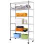 6 Tier Wire Shelving Unit Rack NSF Heavy Duty Height Adjustable Storage Shelf Metal Shelving with Wheels/Feet Levelers Garage Rack Kitchen Rack Office Rack Commercial Shelving - Chrome - 48x18x82