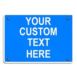 Aluminum Weatherproof Metal Sign Multiple Sizes Custom Personalized Text Here Blue White Notice Travel Horizontal Street Signs 10x7Inches