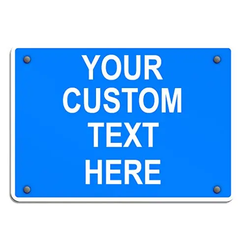 Aluminum Weatherproof Metal Sign Multiple Sizes Custom Personalized Text Here Blue White Notice Travel Horizontal Street Signs 10x7Inches